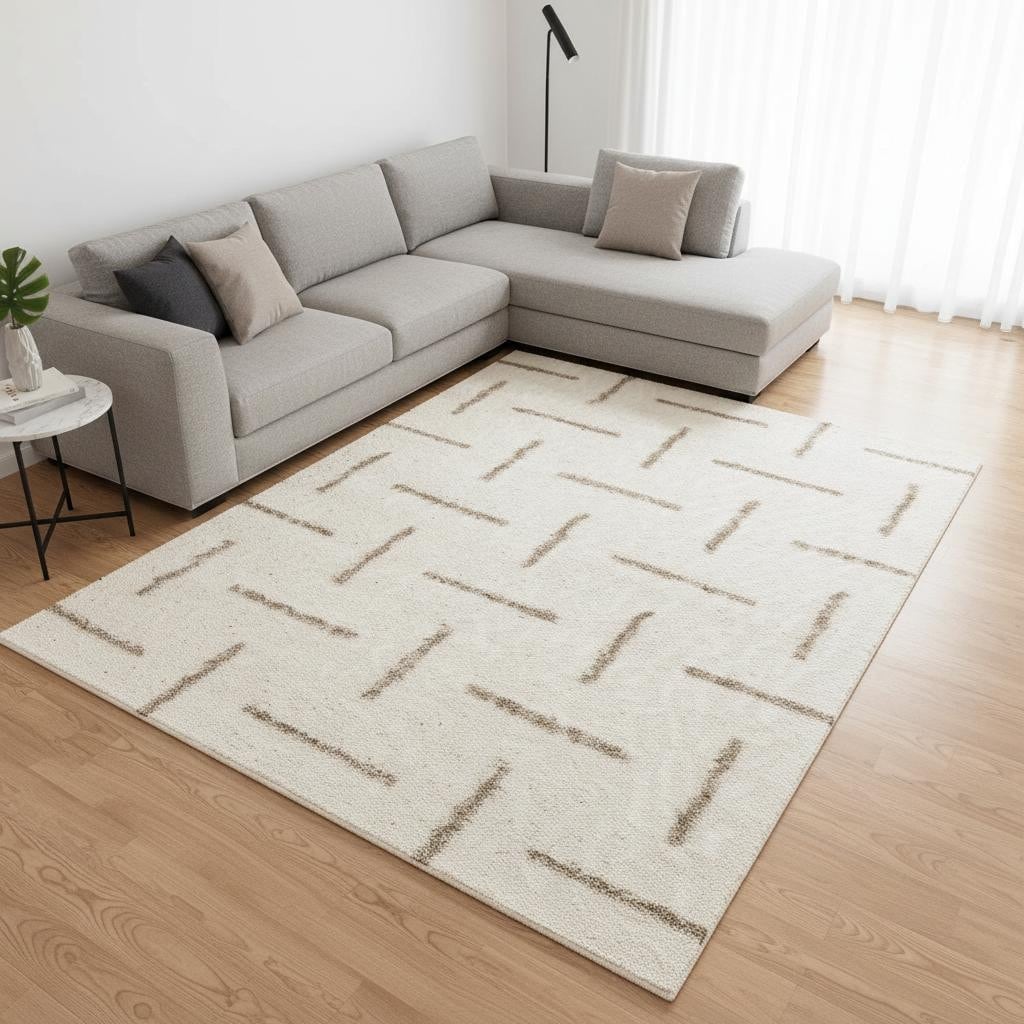 Homeroots Striped Modern Rectangle Area Rug