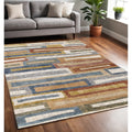 Homeroots Striped Modern Rectangle Area Rug 5 X 8