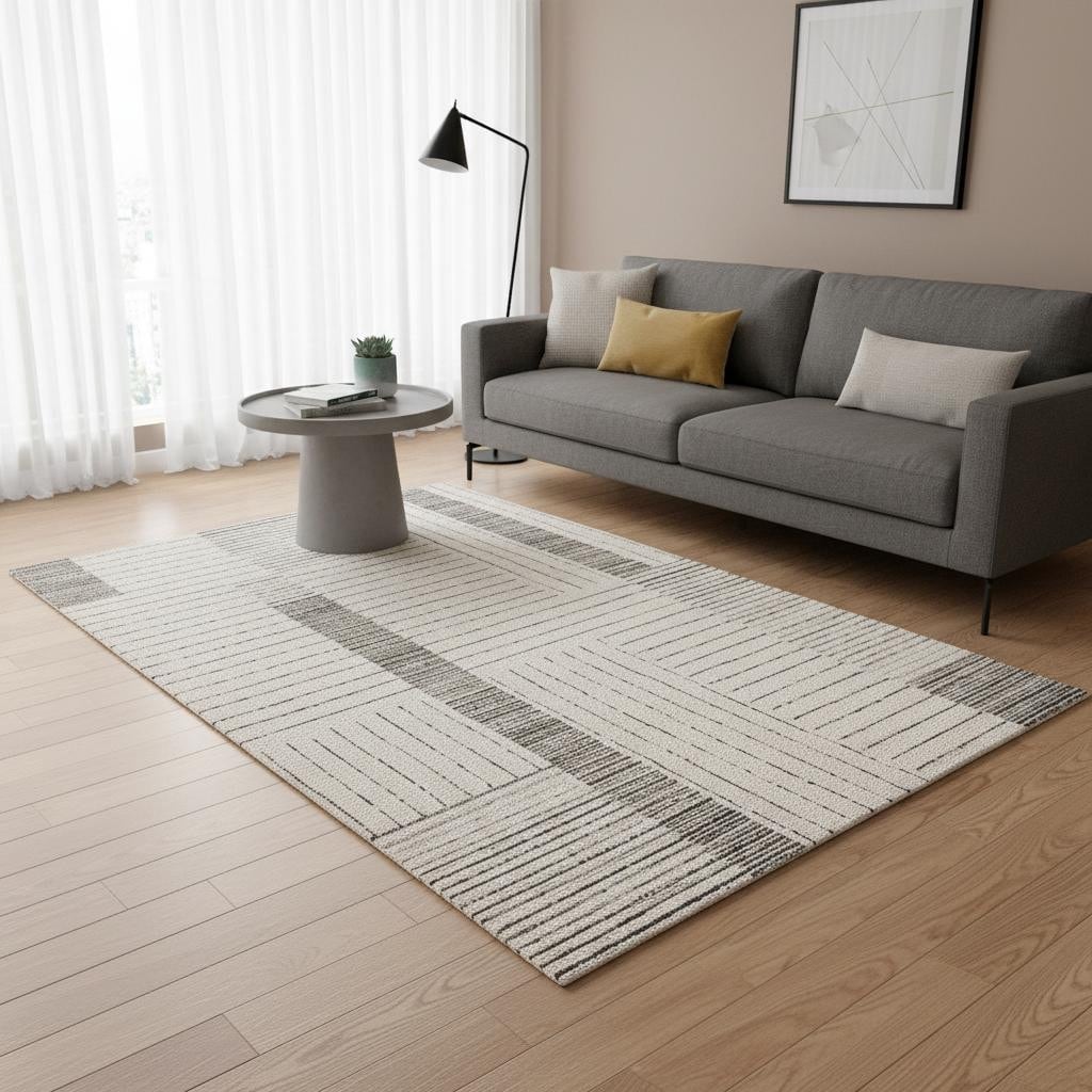 Homeroots Striped Modern Rectangle Area Rug 5 X 8