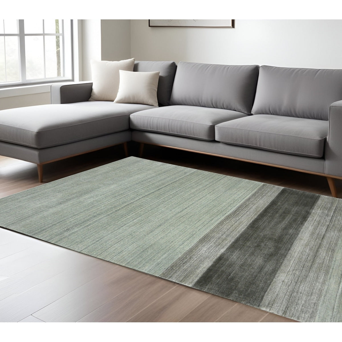 Homeroots Striped Transitional Rectangle Area Rug 9 X 12