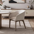 Homeroots Taupe And Brown Boucle And Faux Leather Dining Arm Chair 23.00 In. X 31.00 In. X 22.00 In.