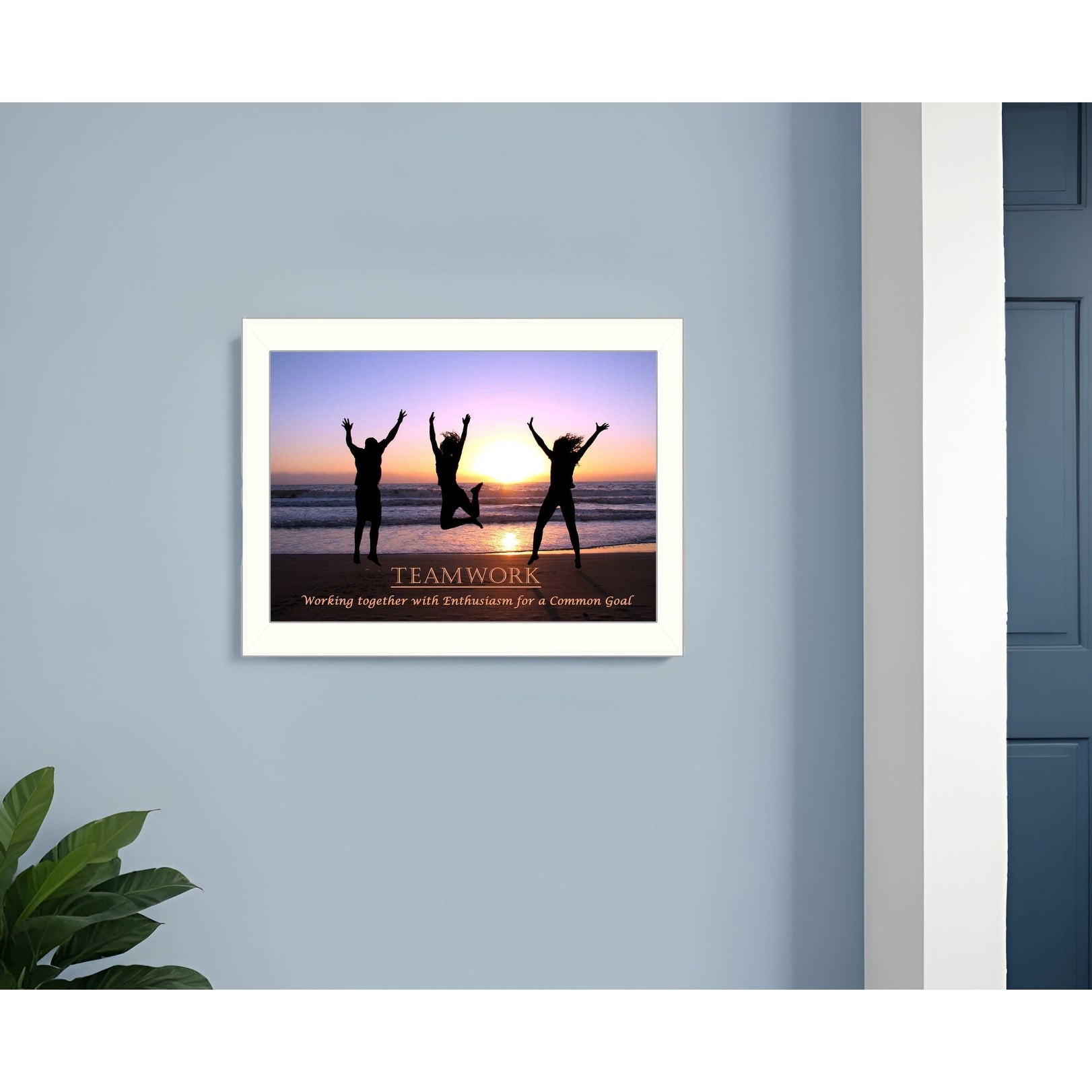 Homeroots Teamwork White Framed Print Wall Art