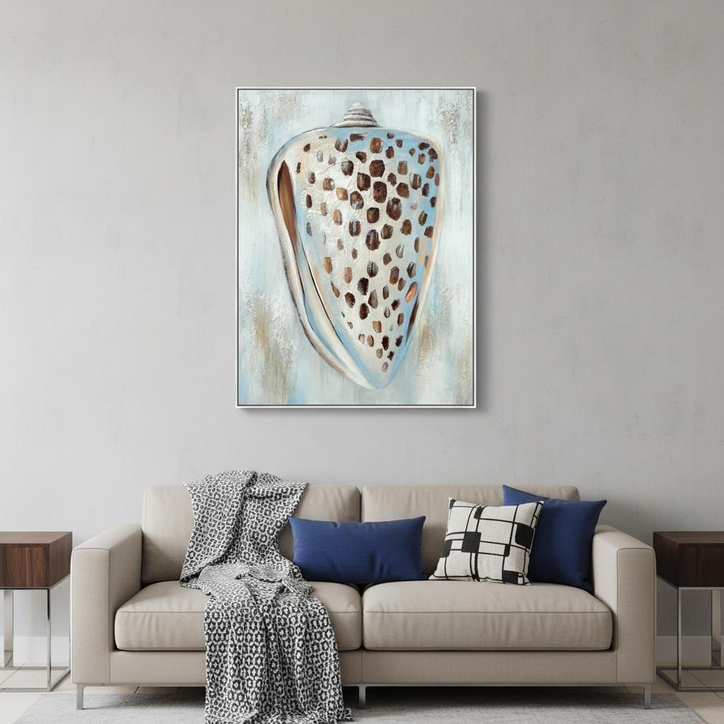 Homeroots Textured Seashell Hand Painted Floater Frame Wall Art