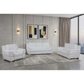 Homeroots Three Piece Indoor White Genuine Leather Six Person Seating Set