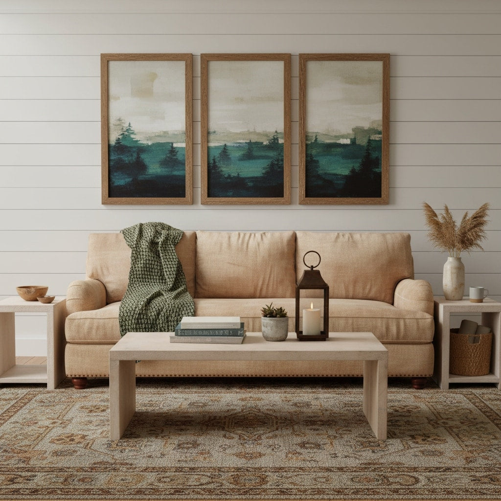 Homeroots Three Piece Natural Solid Wood Distressed Sled Coffee And End Tables Set 54.00 In. X 19.00 In. X 18.00 In.