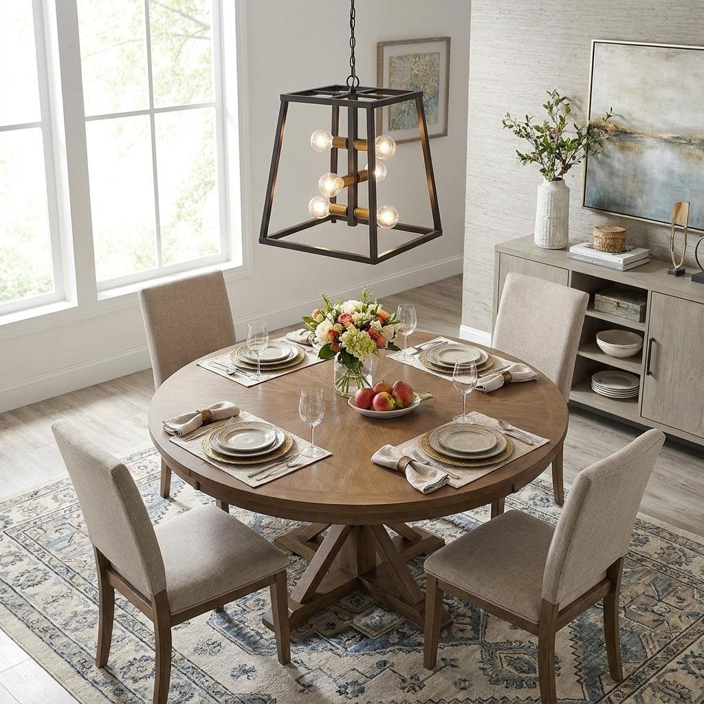 Homeroots Tiberton 6 Light Oil Rubbed Bronze Foyer Pendant With Antique Brass Sockets 19.00 X 23.25 X 19.00