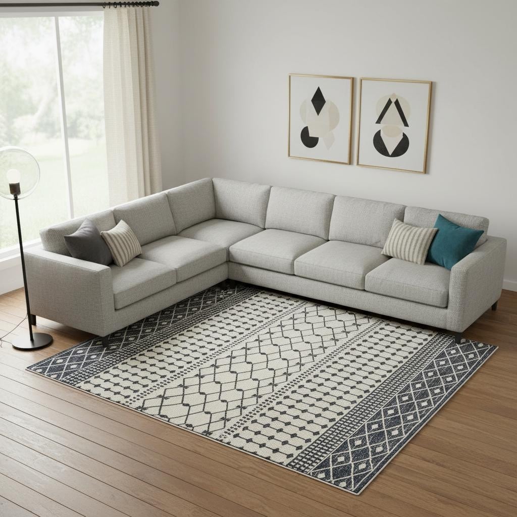 Homeroots Tribal Modern Contemporary Rectangle Area Rug 8 X 10