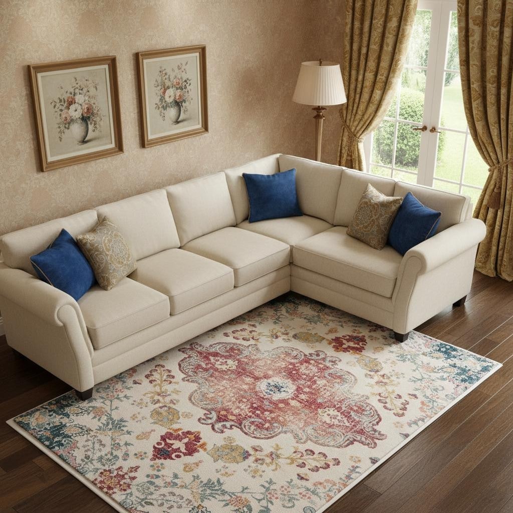 Homeroots Tropical Floral Traditional Rectangle Area Rug 8 X 10