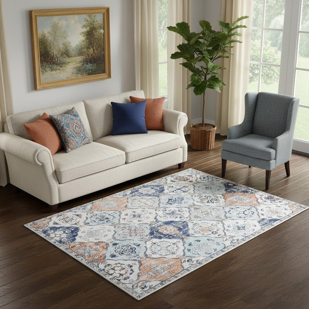 Homeroots Tropical Floral Traditional Rectangle Area Rug 5 X 7