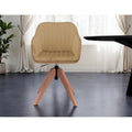 Homeroots Tufted Champagne And Natural Upholstered Velvet Dining Arm Chair 16.53 In. X 34.84 In. X 16.53 In.