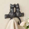 Homeroots Two Hook 5 Black Cast Iron Cats Wall Hook 4.75 In. X 4.75 In. X 1.25 In.
