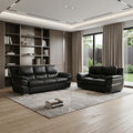 Homeroots Two Piece Indoor Black Genuine Leather Five Person Seating Set