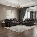 Homeroots Two Piece Indoor Brown Faux Leather Five Person Seating Set
