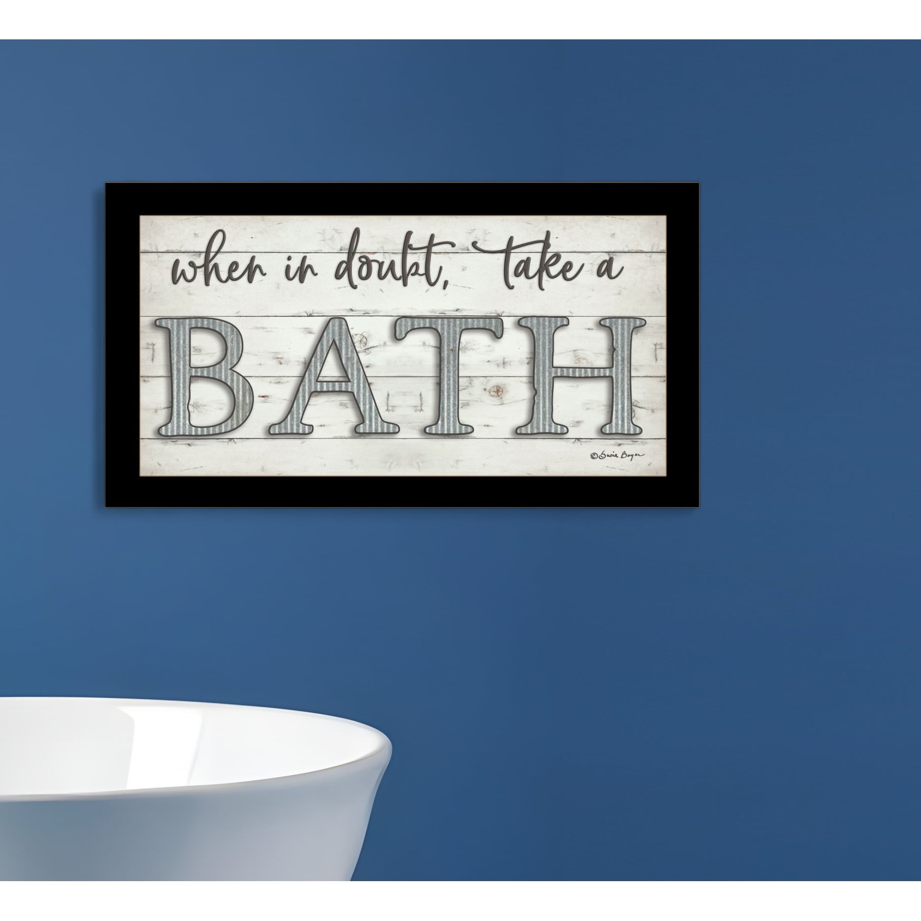 Homeroots When In Doubt Take A Bath Black Framed Print Bathroom Wall Art