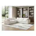 Homeroots White Linen Blend Modular L Shaped Five Piece Corner Sectional