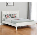 Homeroots White Shiplap Texture Solid Wood Queen Bed Frame