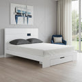 Homeroots White Wood Ca King Platform Bed Frame With Storage Drawer