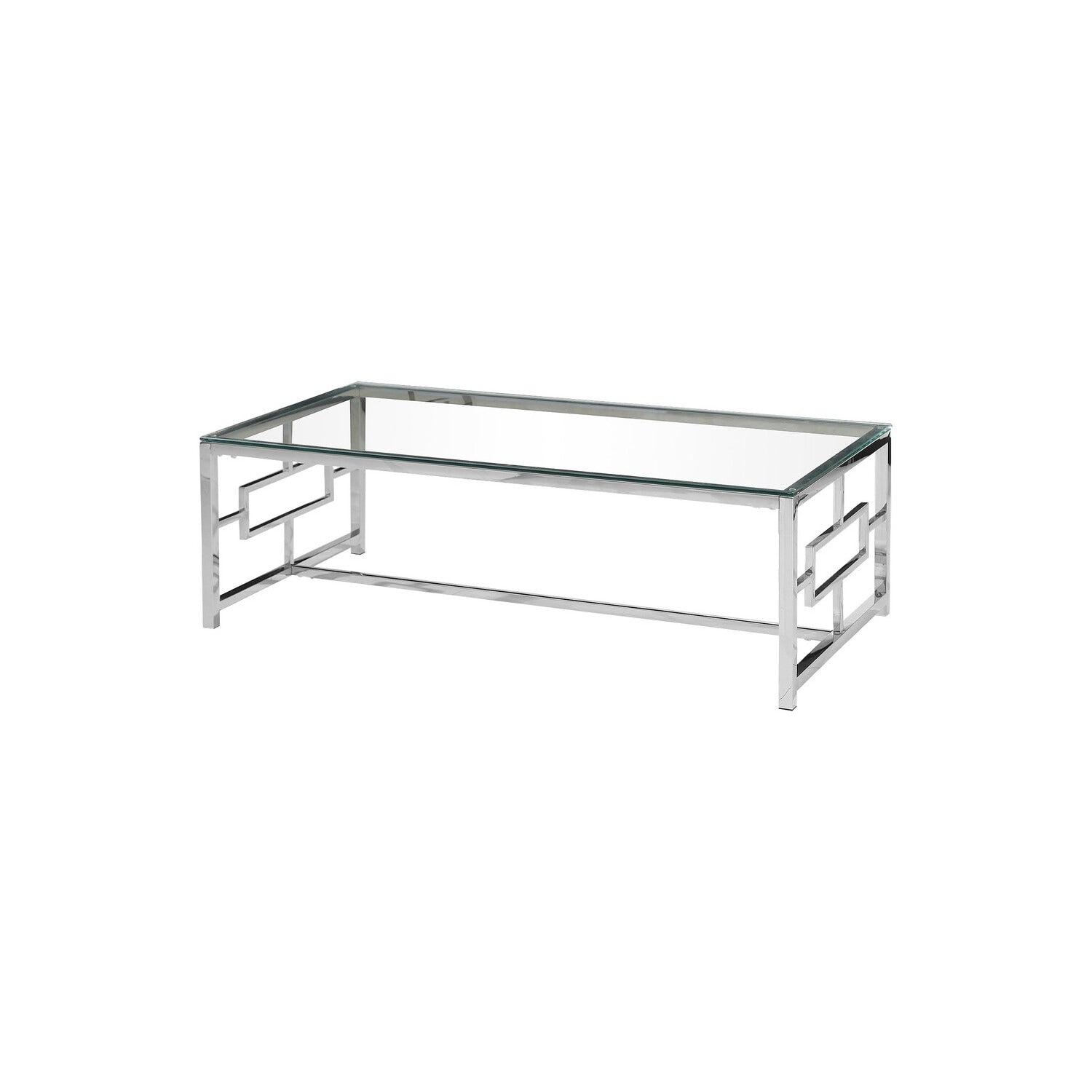 Homestock 16 In.H Gold Stainless Steel Coffee Table Living Room Glass Top Modern Design