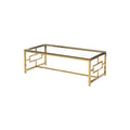Homestock 18 In.H Gold Stainless Steel Coffee Table Living Room Glass Top Modern Design