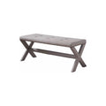 Homestock 18 In.H Linen Blend Accent Bench With Champagne Nail Heads Neutral Gray Living Room Bedroom Furniture
