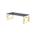 Homestock 18 In.H Smoked Glass Living Room Coffee Table Gold Stylish Furniture For Living Room Bedroom Decor