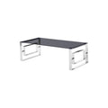 Homestock 18 In.H Smoked Glass Living Room Coffee Table Silver Bedroom Decor Elegant Accent Piece