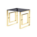 Homestock 21.5 In.H Smoked Glass Living Room End Table Gold Furniture For Living Room Bedroom Decor Home Accent Piece