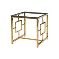 Homestock 22 In.H Gold Stainless Steel End Table Living Room Glass Top Side Table Modern Accent Furniture