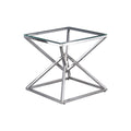 Homestock 24 In.H Clear Glass Side Table With Stainless Steel Frame Modern Living Room End Table