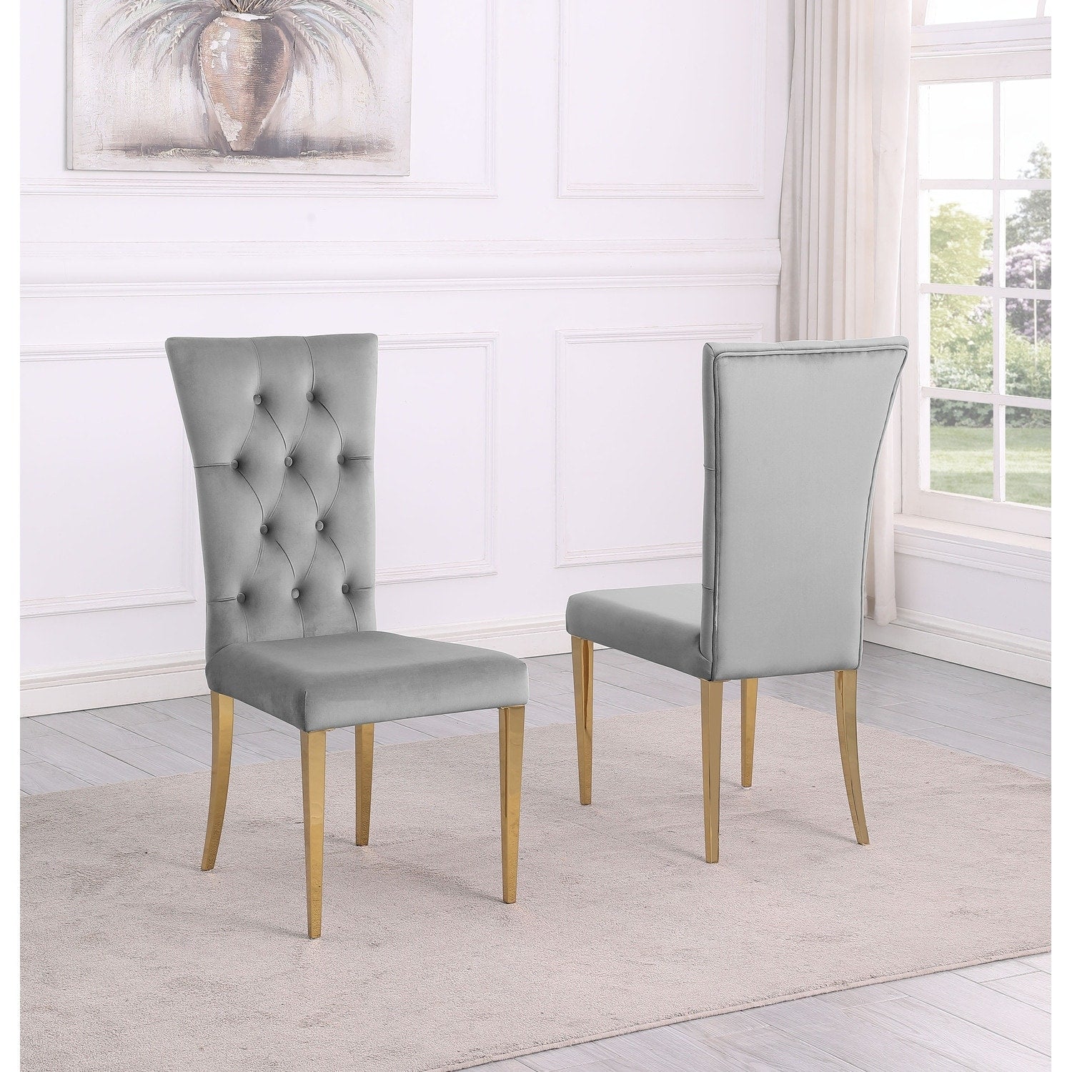 Homestock 26 In.H Grey Solid High Back Armless Dining Chair Set Of 2