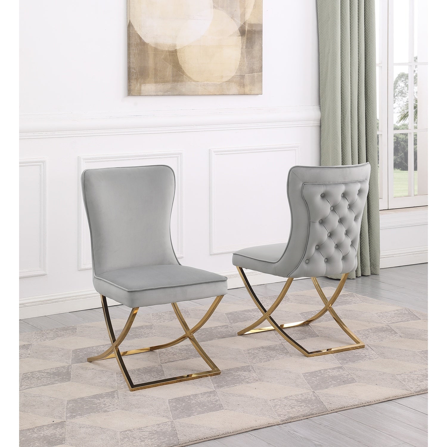 Homestock 26 In.H Grey Solid High Back Armless Dining Chair Set Of 2