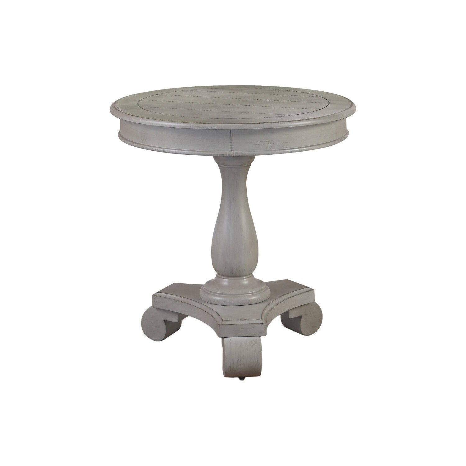 Homestock 27 In.H Transitional Antique Living Room Round End Table Antique Gray