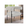 Homestock 30 In H Cream Finish Square Metal Frame Straight Armchair Piece Of 1