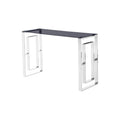 Homestock 30 In.H Smoked Glass Sofa Table With Stainless Steel Base Living Room Accent Table Silver