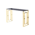 Homestock 30.5 In.H Smoked Glass Sofa Table With Gold Stainless Steel Base Living Room