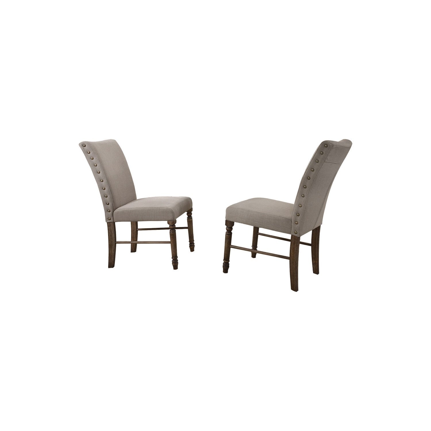 Homestock 30.6 In.H Oak Soild High Back Armless Side Chair Set Of 2