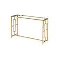 Homestock 31 In.H Gold Glass Sofa Table Modern Stainless Steel Accent Table For Living Room Accent For Home Hotel Decor