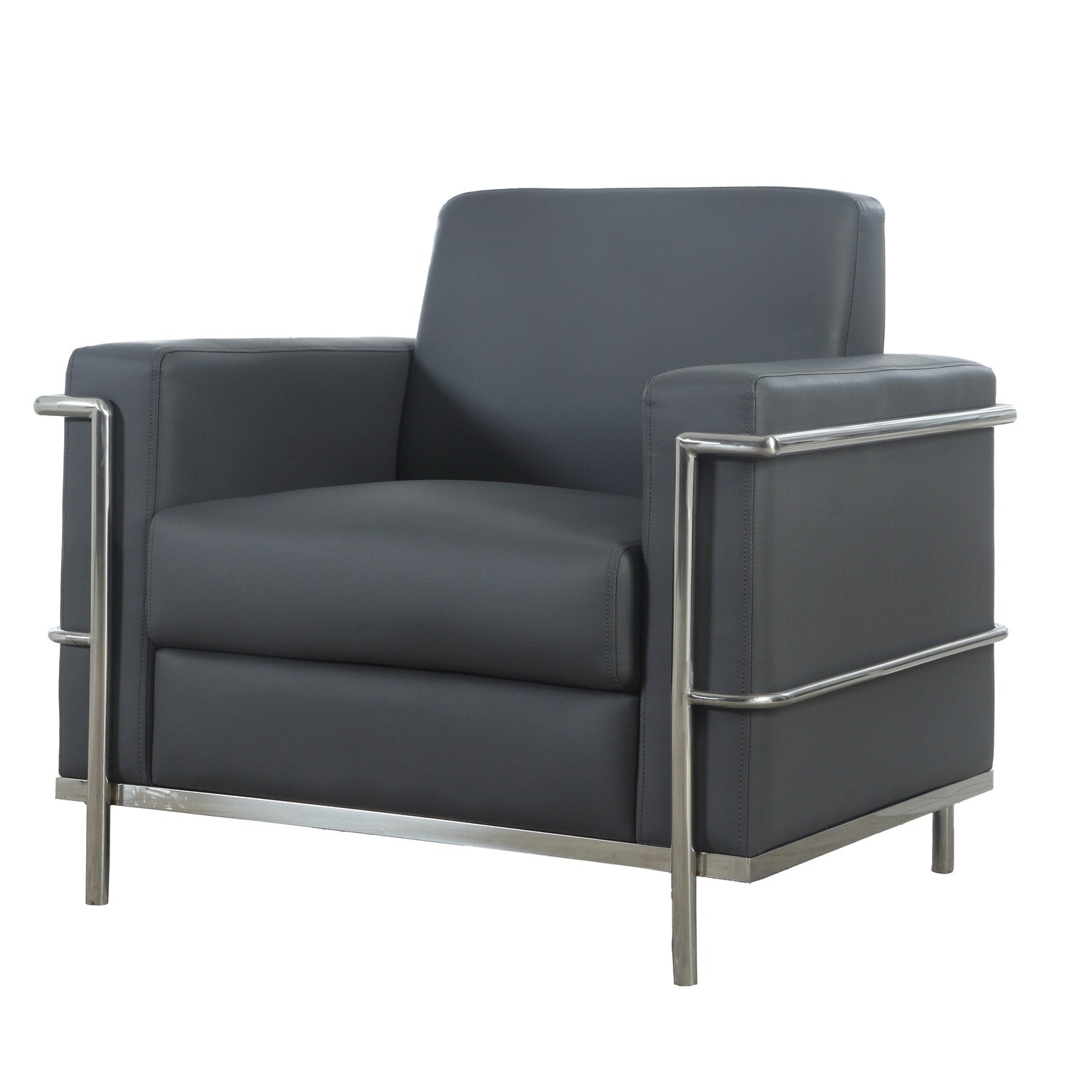 Homestock 32 In H Dark Grey Finish Square Wood Frame Straight Armchair Piece Of 1