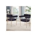 Homestock 32 In.H Black Solid High Back Armrest Dining Chair Set Of 2