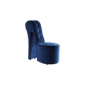 Homestock 33.9 In H Navy Blue Finish Circle Wood Frame Straight Armchair Piece Of 1