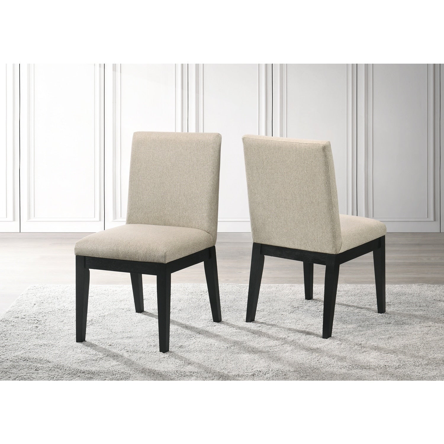 Homestock 34 In.H Terra Beige Ebony Black Solid High Back Armless Dining Chair Set Of 2