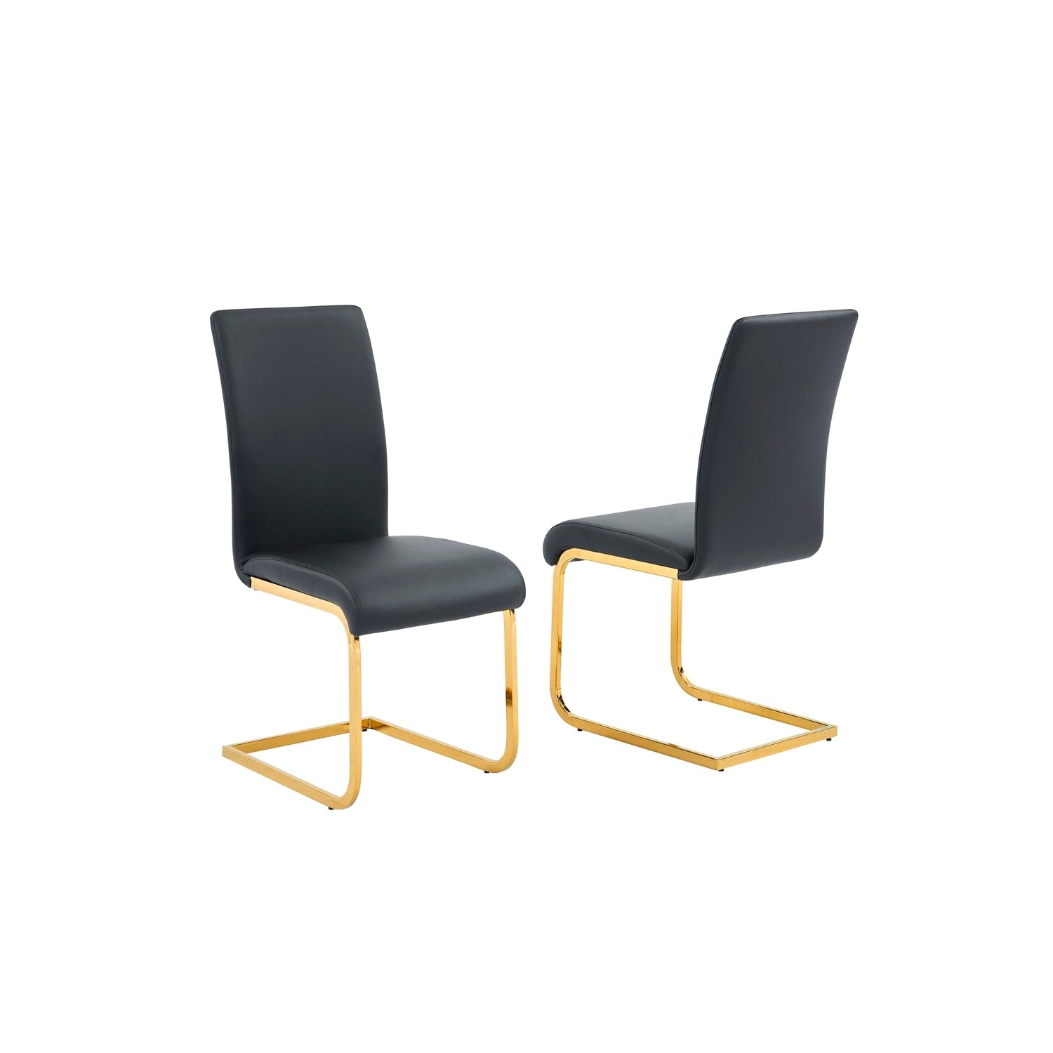 Homestock 35 In.H Black Soild High Back Armless Side Chair Set Of 2