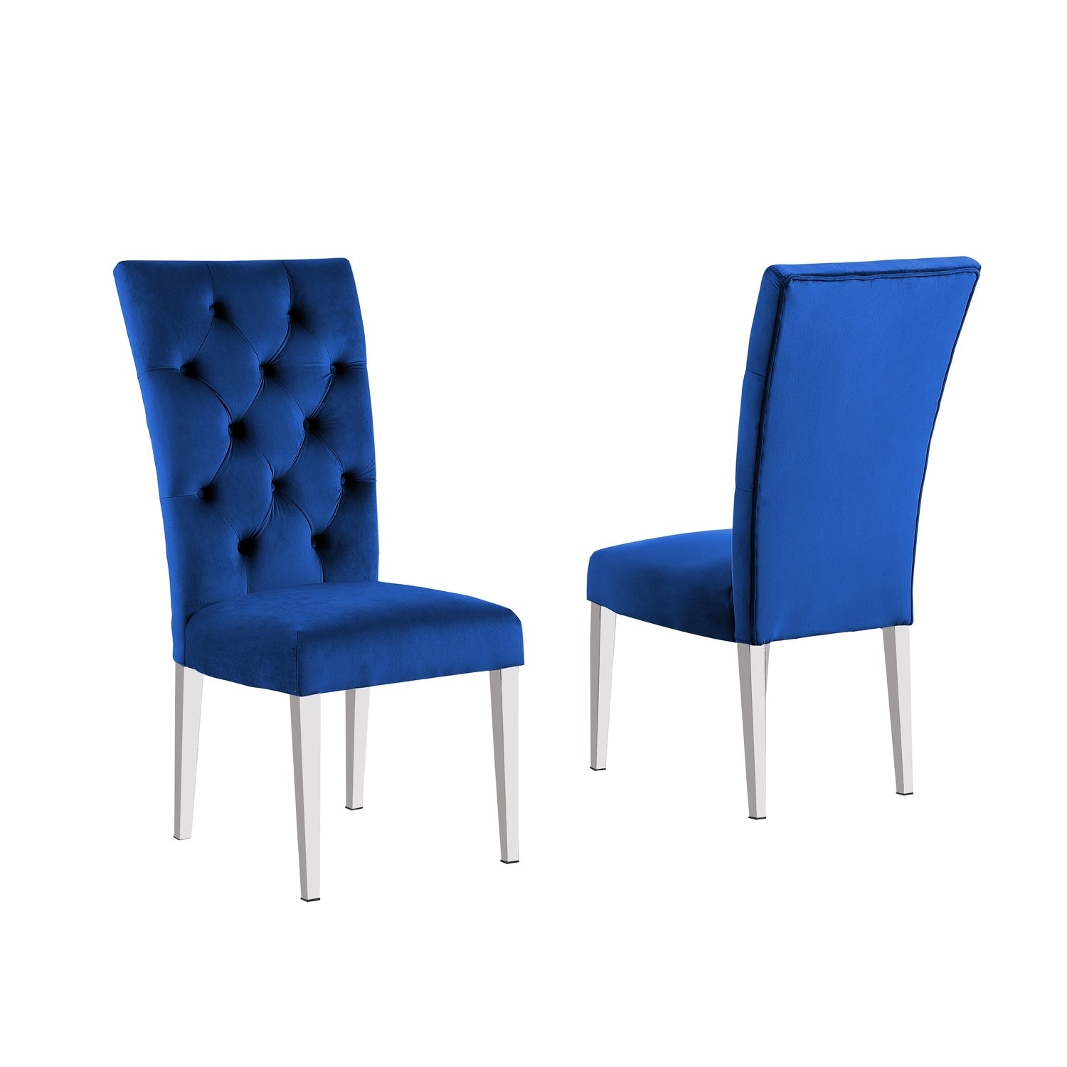 Homestock 35 In.H Blue Upholstered High Back Armless Side Chair Set Of 2