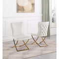 Homestock 37 In.H Beige Solid High Back Armless Dining Chair Set Of 2