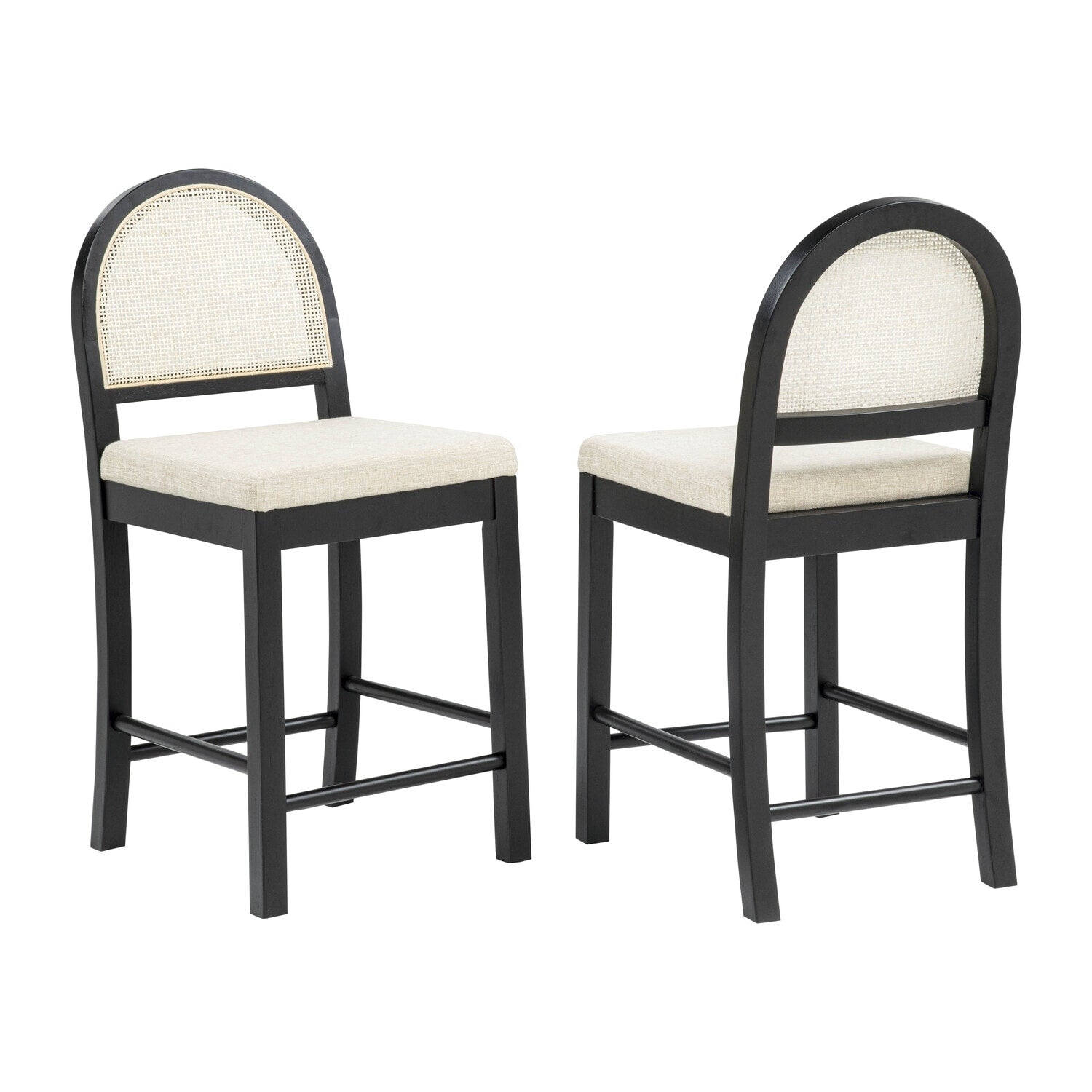 Homestock 39 In.H Beige Black Open Low Back Armrest Dining Chair Set Of 2