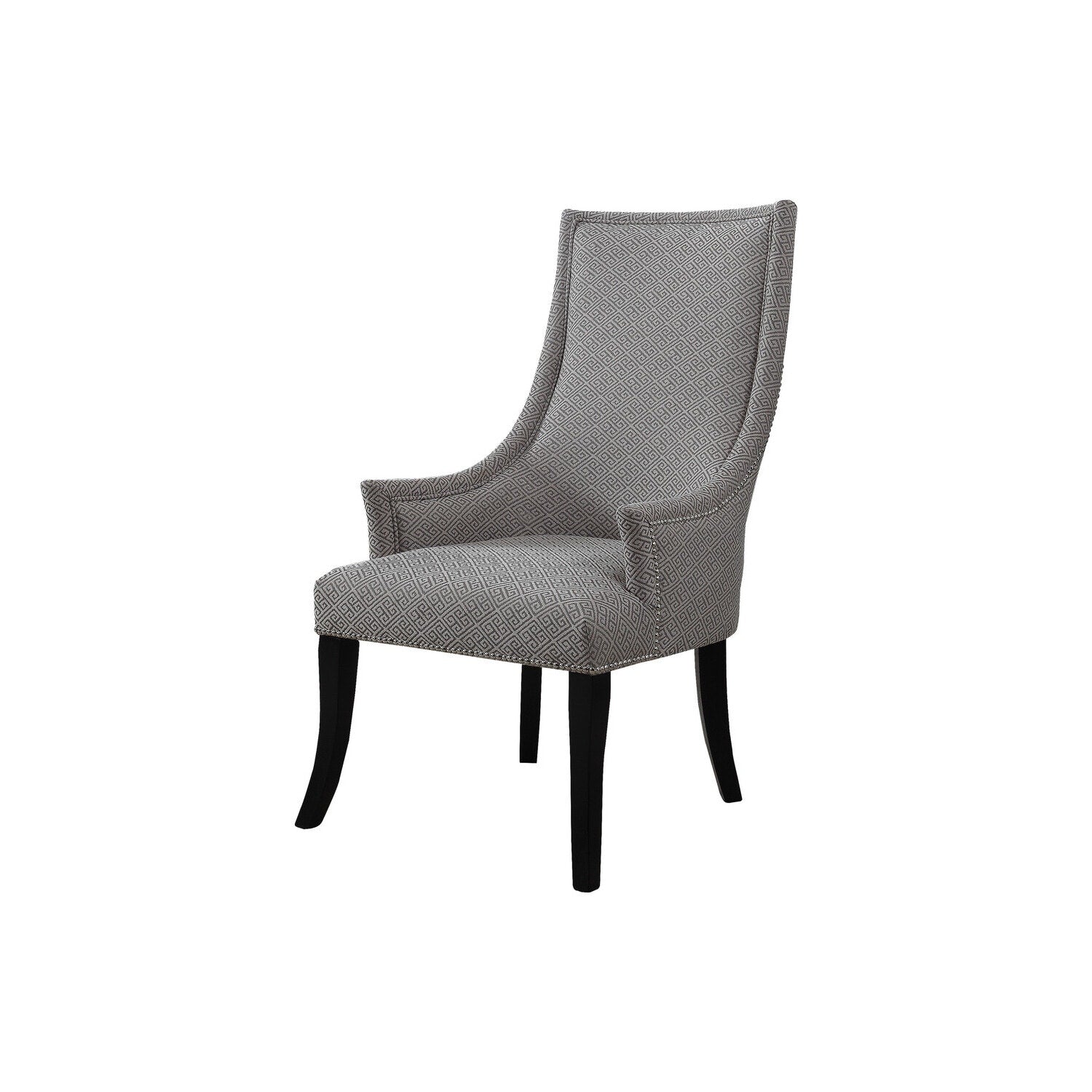 Homestock 43.5 In H Gray Finish Round Wood Frame Straight Armchair Piece Of 1