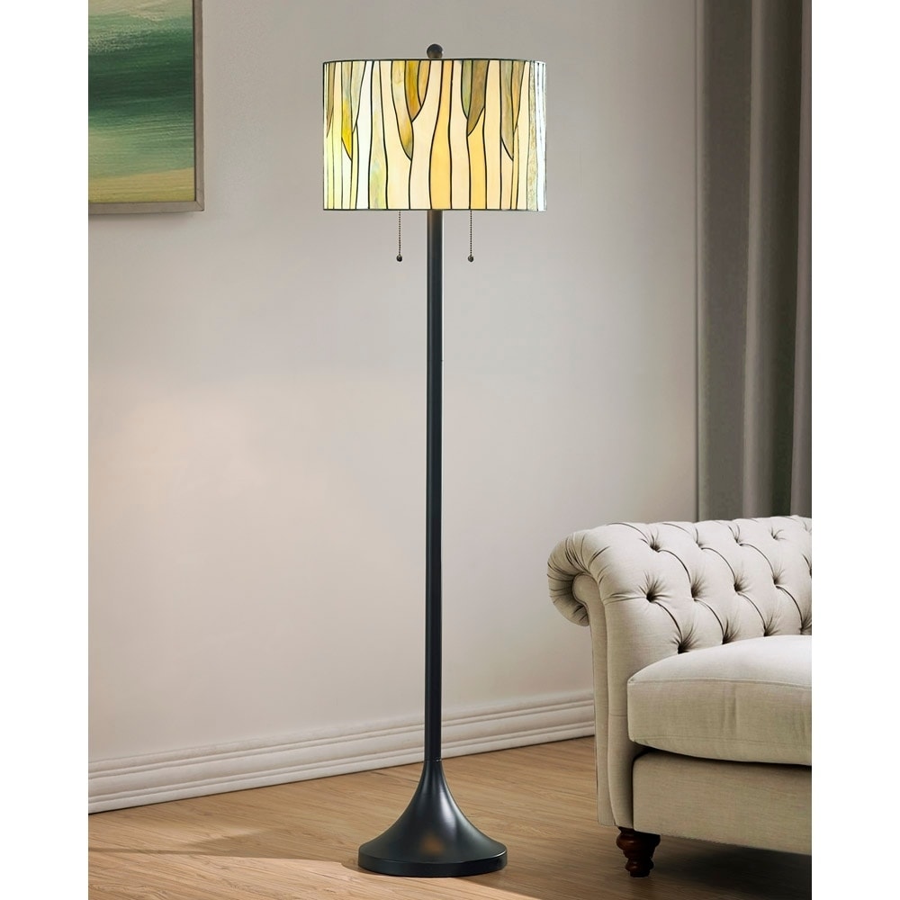 Hometrend Barossa Oil Rubbed Bronze Metal Tiffany Floor Lamp With Green Glass Shade