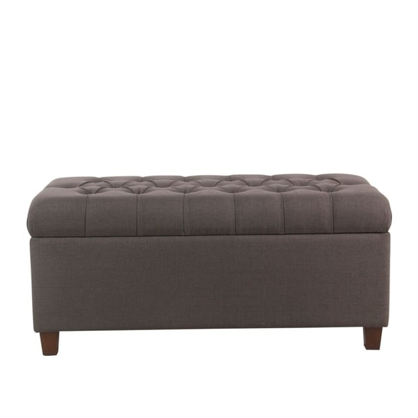Copper Grove Muir Button Tufted Storage Bench Dark Charcoal Gray