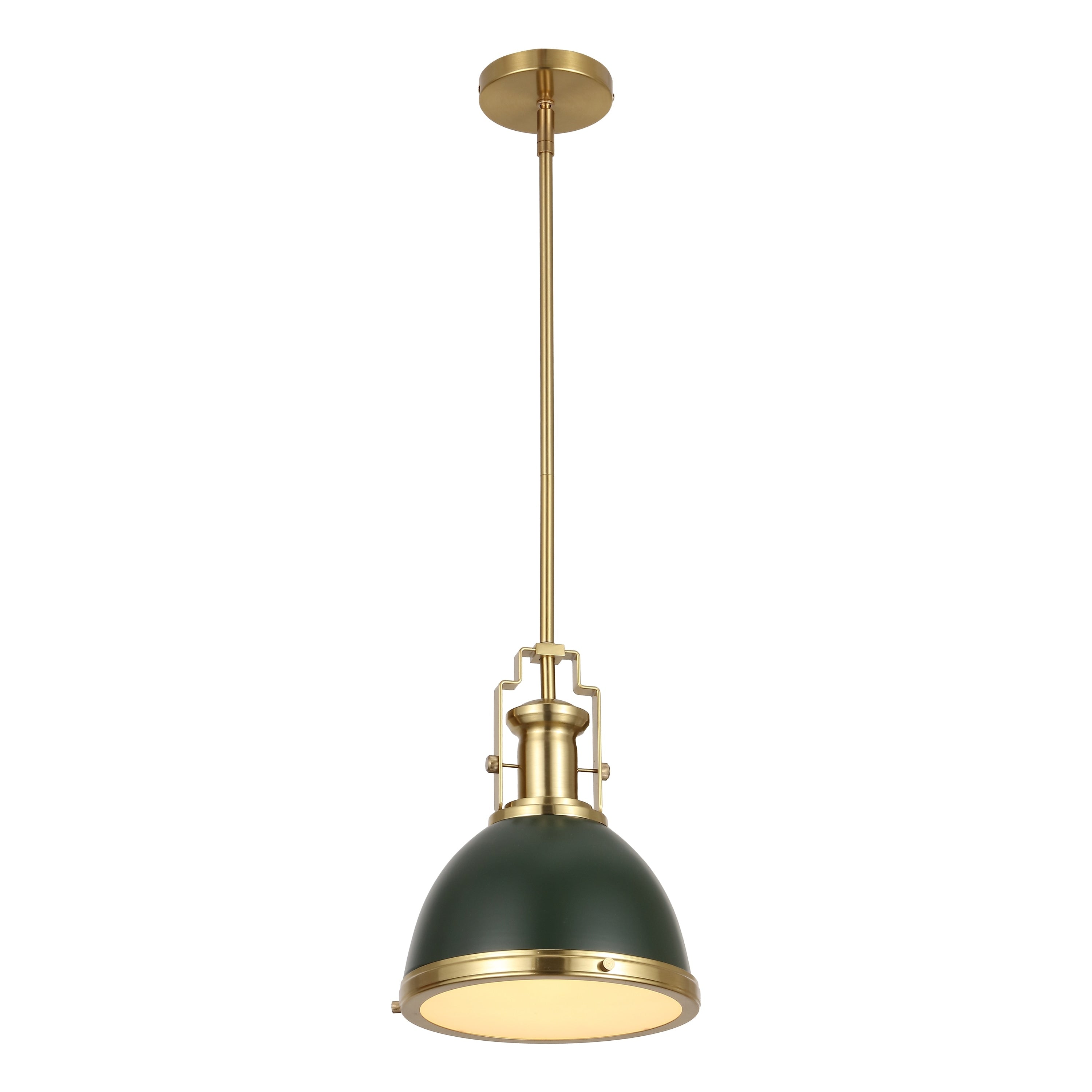 Homer 10 1 Light Modern Industrial Metal Led Dome Pendant Kombu Green Brass Gold