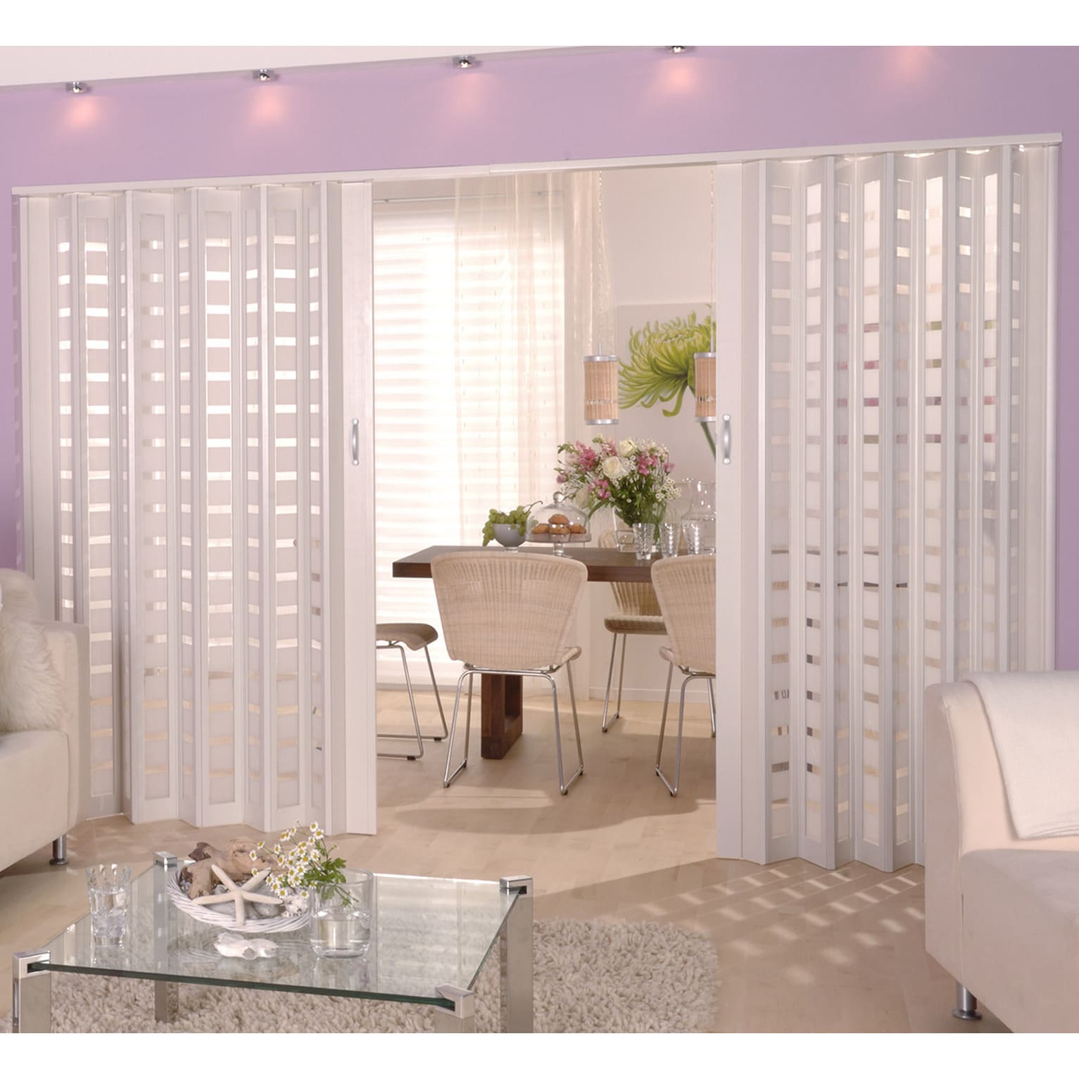 Homestyle Metro White With Frosted Squares Insert Folding Door